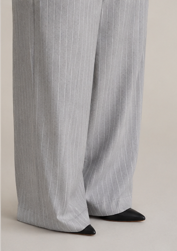 Tailored Pinstripe Wide-Leg Pants in Lite Gray