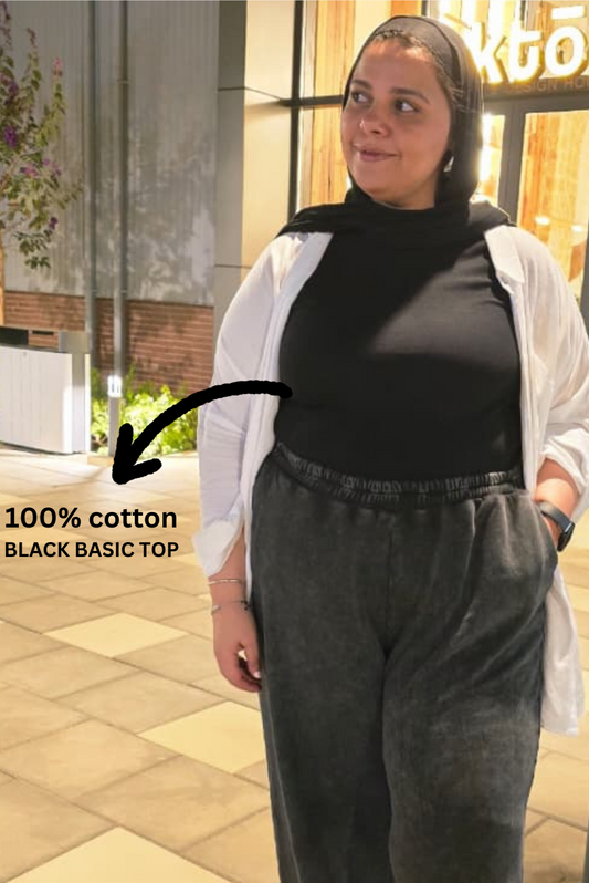 Cuddle 100% Cotton Black Basic Tank top